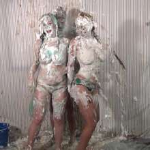 Anglefan: Jen Capone and Cristal Catalina have messy fun with a guy