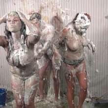 Anglefan: Jen Capone and Cristal Catalina have messy fun with a guy