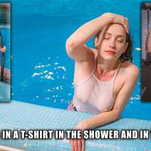Wet Live Team: Wet Tits in a T-shirt in the Shower and in the Pool
