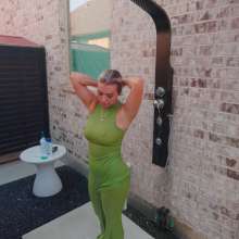 WetlookFashion: Casey Jumps in the Pool in a Sexy Green Pant Outfit