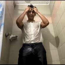 WETColours: Mike Fully-dressed in Shower
