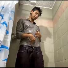 WETColours: Mike Takes a Shower in a Gray Shirt
