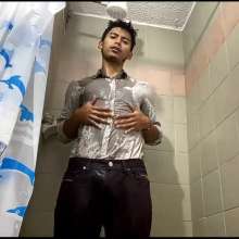 WETColours: Mike Takes a Shower in a Gray Shirt