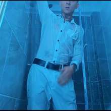 WETColours: Nico in the Shower Dressed in Total White