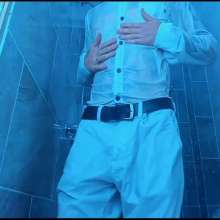 WETColours: Nico in the Shower Dressed in Total White