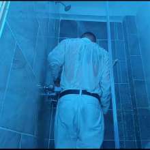 WETColours: Nico in the Shower Dressed in Total White