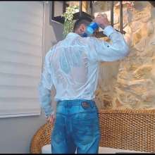 WETColours: Nico Super Wet in White Shirt and Jeans