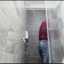 WETColours: Nico Takes a Shower in a Red Shirt and Jeans with Shampoo
