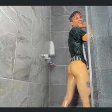WETColours: Nico with the Football Shirt in the Shower