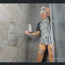WETColours: Nico with the Football Shirt in the Shower