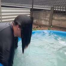 Darkabyss445: Swimwear Hairwashing in the Pool