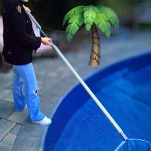 Wet Orchid: Wet Orchid Falls In Pool While Using The Skimmer