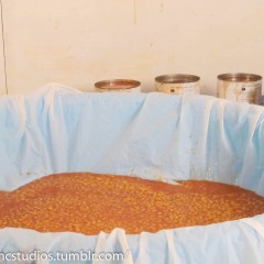 JellynCustard: JnC and Angela get coated in beans while wrestling in a very small pool!