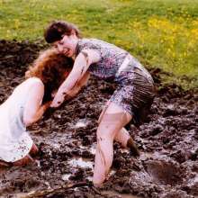 katew: Ruth and Kim in a muddy puddle