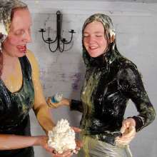 DungeonMasterOne: Chastity and Lady-A have at each other in PVC and shiny clothes!