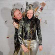 DungeonMasterOne: Chastity and Lady-A have at each other in PVC and shiny clothes!