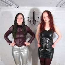 DungeonMasterOne: Chastity and Lady-A have at each other in PVC and shiny clothes!