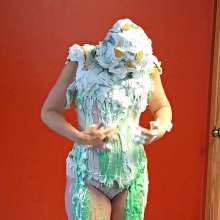 mrsbee: Mrs. Bee Slimed and Pied in Corset--Free Pics!