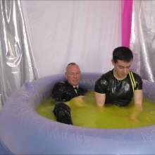 Candyguys: Full business suit vs Latex erotic wrestle in deep slime pool