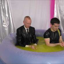 Candyguys: Full business suit vs Latex erotic wrestle in deep slime pool