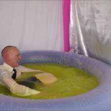 Candyguys: Full business suit vs Latex erotic wrestle in deep slime pool