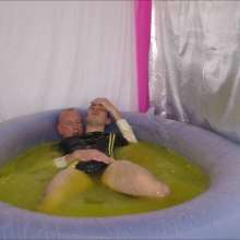 Candyguys: Full business suit vs Latex erotic wrestle in deep slime pool