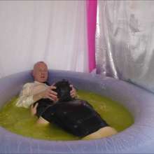 Candyguys: Full business suit vs Latex erotic wrestle in deep slime pool