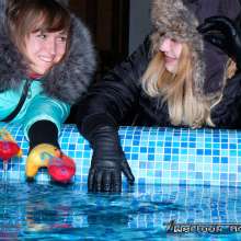 Tarzan: WetlookAdventure--2 wet girls In the pool