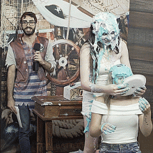 walking the plank: Pie face girls challenge #05 (brunette, blonde girls, cute girls)