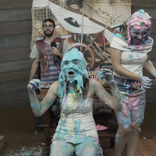 walking the plank: Pie face girls challenge #05 (brunette, blonde girls, cute girls)