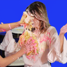 PieZone: Epic Cake Fight Scene w/Julianne and Hannah in Bras and Pantyhose!