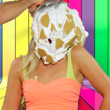 PieZone: Tracy Is Topless and Pied on a Czech Speaking Show!