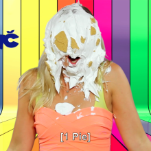 PieZone: Tracy Is Topless and Pied on a Czech Speaking Show!