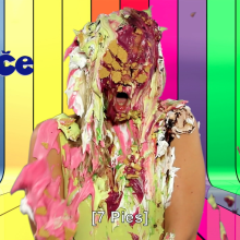 PieZone: Tracy Is Topless and Pied on a Czech Speaking Show!