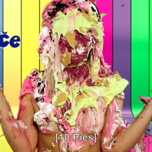 PieZone: Tracy Is Topless and Pied on a Czech Speaking Show!
