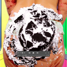 PieZone: Tracy Is Topless and Pied on a Czech Speaking Show!