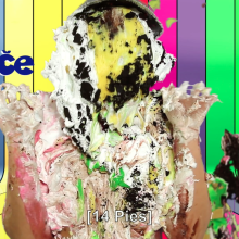 PieZone: Tracy Is Topless and Pied on a Czech Speaking Show!