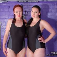 DungeonMasterOne: Veronica and Eliza, swimsuits, clothes filling, and corduroy dungarees!