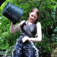 DungeonMasterOne: Chastity plays in the river in cut-off denim shorts!