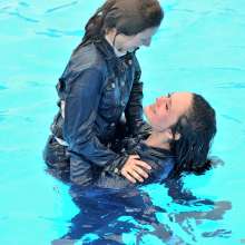 ufa217: Anna and Eva in jeans have fun in the pools.