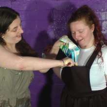 DungeonMasterOne: Bib Dress Vs Short Dungarees: Cynthia and Elsi get very, very messy!