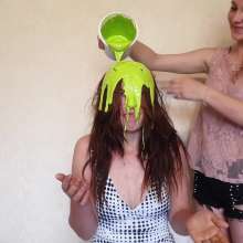 Top Messy Girls: Curly-haired Girl Pours Slime on Her Friend.