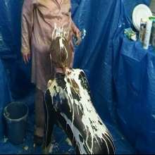 123gunge: Tied and taken in his catsuit.