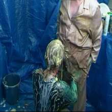 123gunge: Tied and taken in his catsuit.