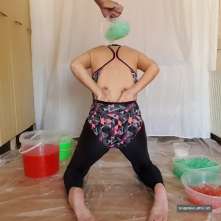 Cinqgirlracer: Swimsuit and Shiny Leggings Jelly and Slime