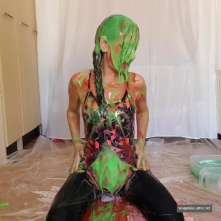 Cinqgirlracer: Swimsuit and Shiny Leggings Jelly and Slime