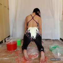 Cinqgirlracer: Swimsuit and Shiny Leggings Jelly and Slime