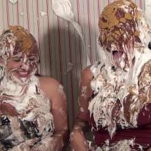 Anglefan: Two beautiful friends get pied together