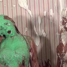 Anglefan: Two beautiful friends get pied together