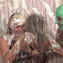Anglefan: Two beautiful friends get pied together